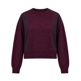 Nenette Maglia Boxy met krijtstreeppatroon inzet - Dames - Truien - Paars - Maat: XS Wol