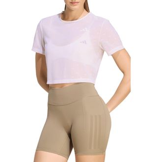 adidas Essential Logo Jacquard Mesh T-shirt in White at Nordstrom Rack, Size X-Large