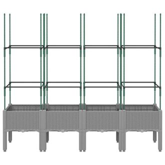 Berkfield Home Garden Planter with Trellis Light Grey 160x40x142.5 cm PP