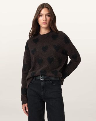 AllSaints Alpaca/Wool Amora Jacquard Brushed Jumper, Size: XS