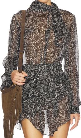 Isabel Marant Leona Blouse In Black/ecru