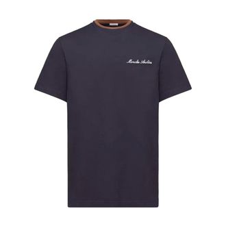 Moncler T-Shirts, male, Blue, S, Signature Logo T Shirt