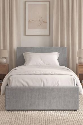 Home Discount Vida Designs Veronica Single Ottoman Storage Bed & Spring Mattress in Light Grey | Size: Single