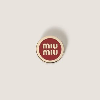 Miu Miu Enameled metal logo brooch