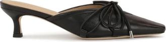 Kazar Zwarte muiltjes met hak en strikdetail - Dames - Muiltjes - Zwart - 40 EU - Leer - Schoenen