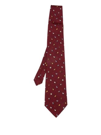 Dunhill Pre-owned Zodiac silk tie - men - Silk - One Size - Red