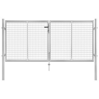 Berkfield Home Garden Gate Galvanised Steel 306x150 cm Silver