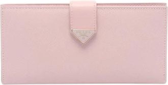 Prada Pre-owned Wallets, female, Pink, Size: ONE SIZE Pre-owned Saffiano Long Bifold Wallet