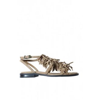 Ash Flat Sandals, female, Brown, Size: 10 US Suede Sandal with Fringe