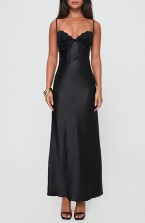 Princess Polly Fayden Bias Cut Slipdress in Black at Nordstrom, Size 10