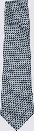 Ermenegildo Zegna Light Blue And White Silk Tie