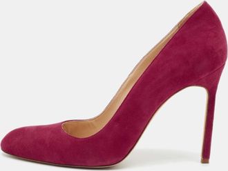 Manolo Blahnik Purple Suede Round Toe Pumps