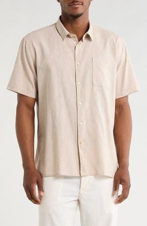 Barbour Nelson Linen & Cotton Button-Up Shirt in Stone at Nordstrom Rack, Size Xx-Large