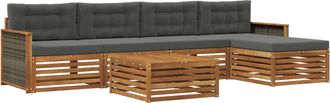 vidaXL Conjunto De Sof&aacute;s De Exterior 6 Uds. Natural Y Antracita Vidaxl