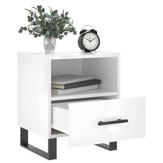 Berkfield Home Modern Bedside Cabinets 2 pcs High Gloss White 40x35x47.5 cm Engi
