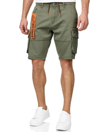 Indicode Cargoshorts INDICODE INPearl, Herren, Gr. XXL, N-Gr, army, Web, Obermaterial: 98% Baumwolle, 2% Elasthan, unifarben, regular fit, Hosen Cargoshorts