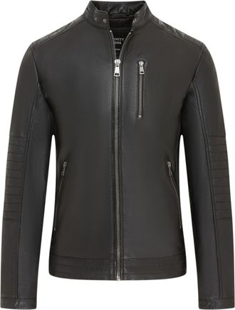 Infinity Leather Mens Quilted Black Lamb Leather Biker Jacket - Formula