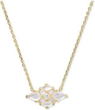 Kendra Scott Abbie Crystal Short Pendant Womens Necklace Womens Necklace Gold Neutral Mix, Brass/Crystal