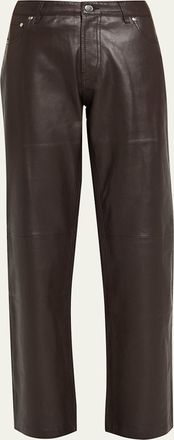 EB Denim Low-Rise Baggy Leather Jeans