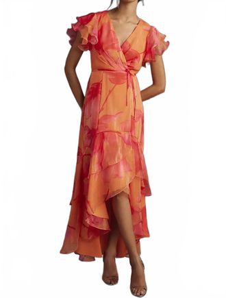 Hutch Whitlee Floral Wrap Dress In Coral