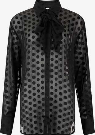 Frankie Shop Transparente Tupfenbluse aus Krepp Peri Sheer