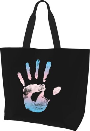 AOOEDM Trans Handprint Ladies Canvas Tote Reusable Shopping Bag