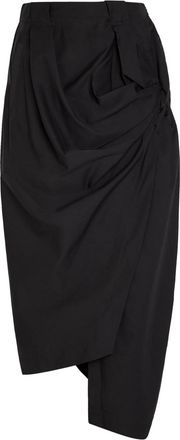 Issey Miyake Twisted Draped Cotton-blend Trousers - Black - 1