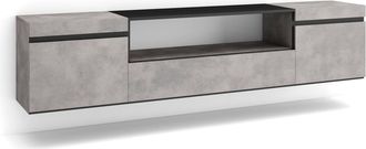 Skraut Home Skraut Home - Mueble Tv, Televisi&oacute;n, Muebles De Sal&oacute;n, Almacenaje, 200x45x35cm, Para Tv Hasta 80, Colgado, Suspendido, Estilo Moderno, Gris Cemento