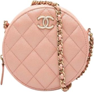 Chanel Pre-owned Quilted Caviar Leather Crossbody Bag - Dames - Vintage Schoudertas - Roze - ONE Size - Leer - Vintage
