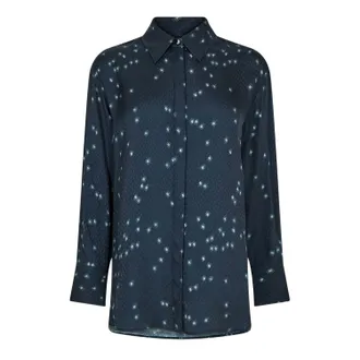 HUGO BOSS Damesblouse met spikkelpatroon, normale pasvorm (Marine)