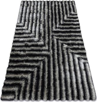 RugsX Rugsx - Alfombra Moderno Flim 010-b3 Moderno, Laberinto - Structural Negro / Gris Grey 80x150 Cm