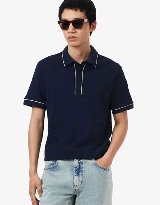 Lacoste Mens Lacoste Regular Fit Paris Stretch Pique Polo Shirt - Navy - Size: 4 medium