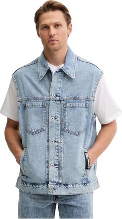 Karl Lagerfeld Gilet Senza Maniche in Denim - - Jackets - Uomo - Blu - M