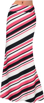Generic Womens Mermaid Bodycon Maxi Skirt - Striped Elastic High Waist Skirts, Color Block Tie Dye Print Skirt for Casual Daily Wear - 2025 Clearance Hot Pink