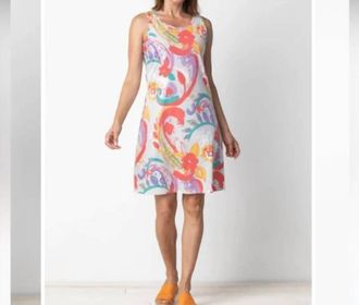 Habitat Cotton Boho Print Tank Dress In Coral