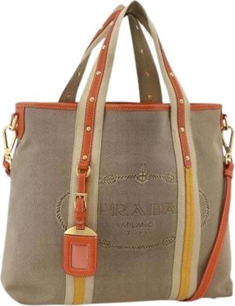 Prada Pre-owned Tote Bags, female, Beige, Size: ONE SIZE Pre-owned Vintage Tote Bag