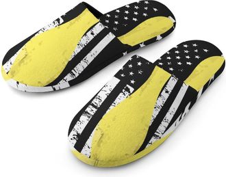 Generic Bowling Flag Mens Cozy House Slippers Winter Warm Shoes with Anti-Slip Sole for Travel Indoor Outdoor