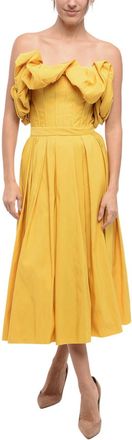 Alexander McQueen Yellow Off Shoulder Midi Dress