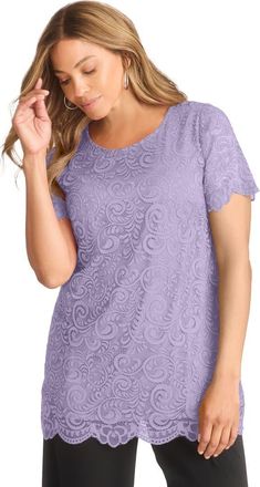 Jessica London Stretch Lace Tunic in Pale Lilac at Nordstrom, Size 32