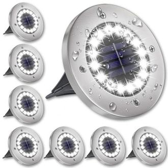 OEM L&aacute;mpara Solar De Jard&iacute;n Led, L&aacute;mparas De Suelo Con Sensor Crepuscular, 8 Discos