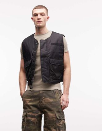 Alpha Industries Gilet nero con laccetti laterali