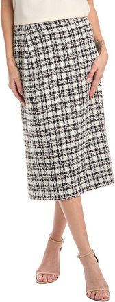 St. John Plaid Wool-Blend Pencil Skirt