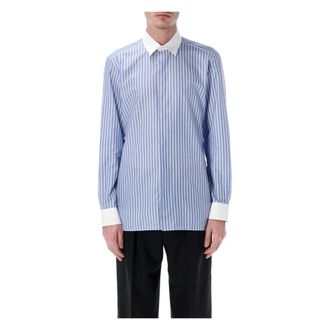 Tom Ford Casual Shirts, male, Blue, Size: 2XL Wide Stripe Classic Fit Shirt