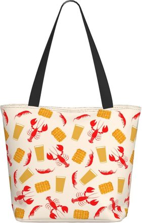 AOOEDM Crawfish Corn Beer Ladies Shopping Bag 13x11x7in.The Perfect ValentineS Day Gift.It Is The Best ValentineS Day Gift For Mom, Daughter, Wife,Etc