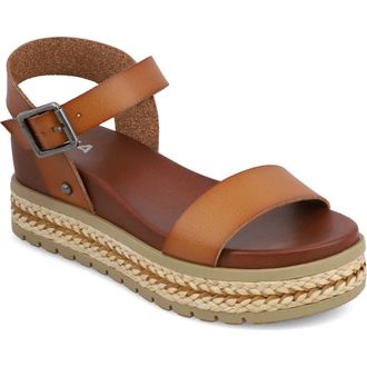 Mia Kiera Ankle Strap Platform Wedge Sandal in Tan at Nordstrom, Size 9.5