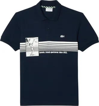 Lacoste Klassiek poloshirt voor heren van biologisch katoen, vervaardigd in Frankrijk (Blauw)