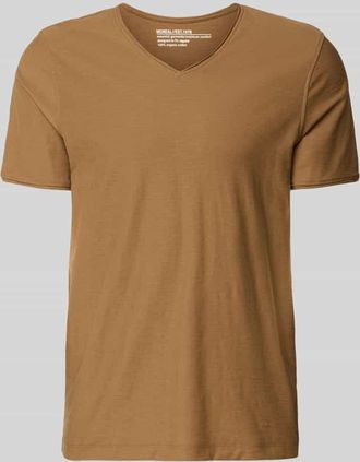 Mc Neal T-Shirt mit geripptem Rundhalsausschnitt in Hellbraun, Gr&ouml;&szlig;e XXXL