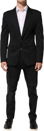 Dolce & Gabbana Dark Blue Cotton Men Jacket Coat Blazer Mens Suit