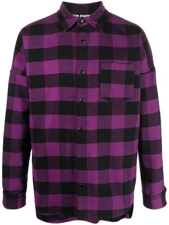 Palm Angels check-print cotton shirt - Purple