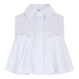 Elisabetta Franchi Dames, Blouses & Shirts, Wit, Maat: M Katoen